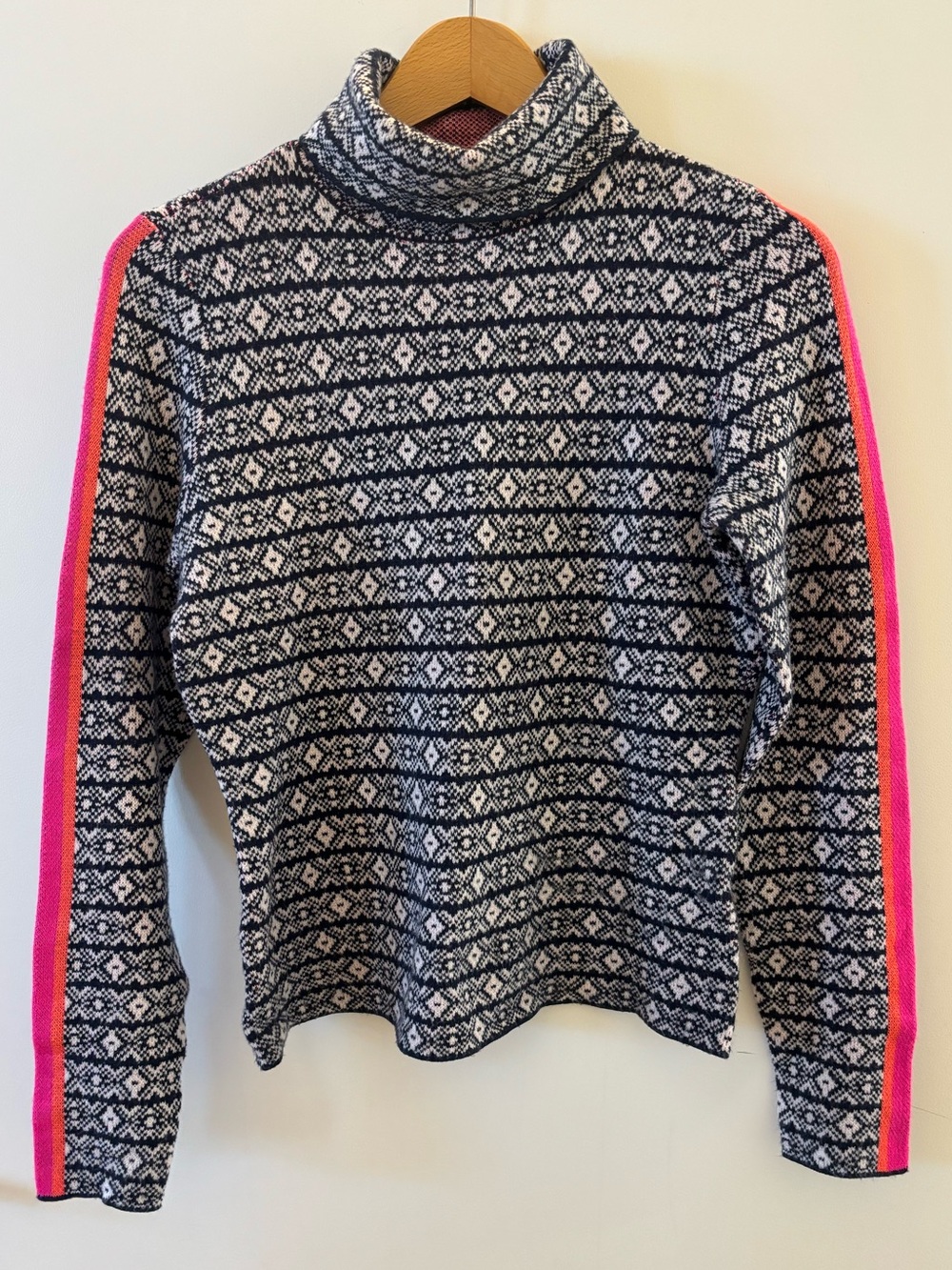 Maeve Anthropologie Fair Isle Turtleneck Sweater Pink Stripe Small